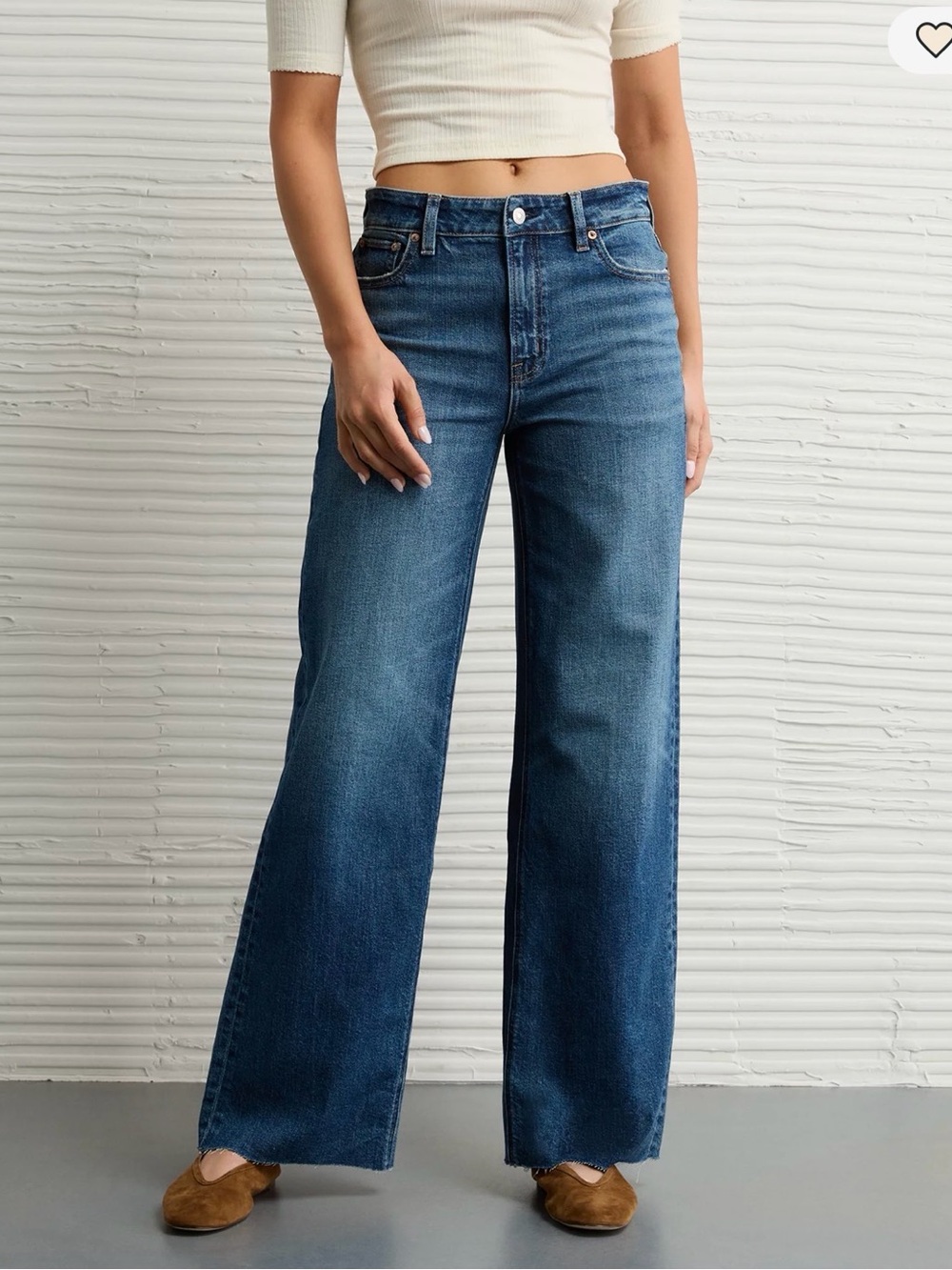 AE Dreamy Drape Stretch Super High-Waisted Baggy Wide-Leg Jean Dark Indigo Wash